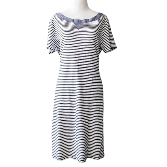 Karen Scott Navy and White Striped Dress - Picture 1 of 4